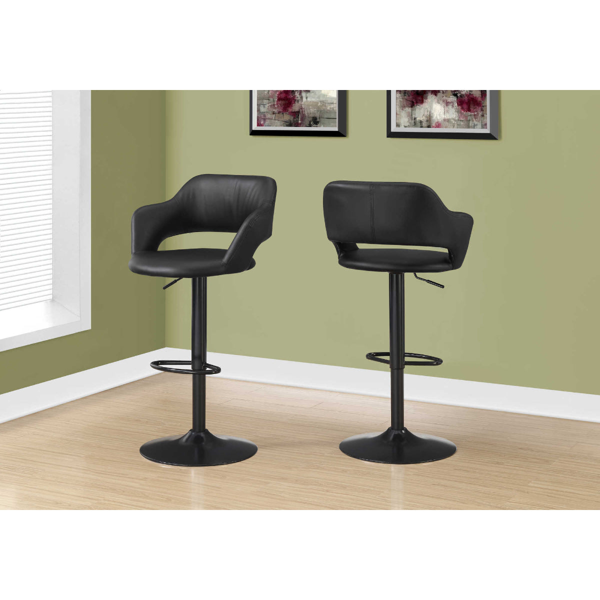 Kylian - Hydraulic Bar Chair - Black Faux Leather
