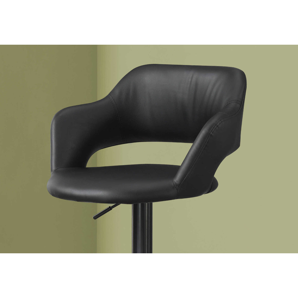 Kylian - Hydraulic Bar Chair - Black Faux Leather