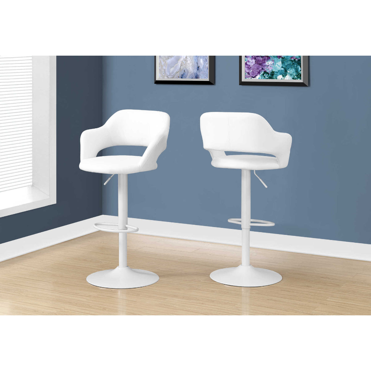 Kylian - Hydraulic Bar Chair - White Faux Leather