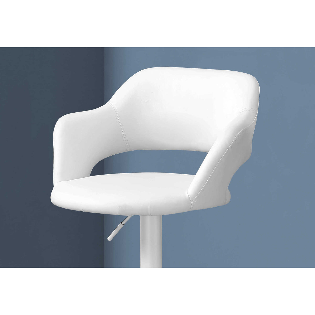 Kylian - Hydraulic Bar Chair - White Faux Leather