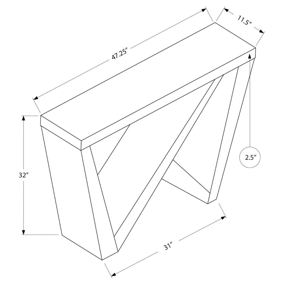 Willy - Console Table - Cement Gray