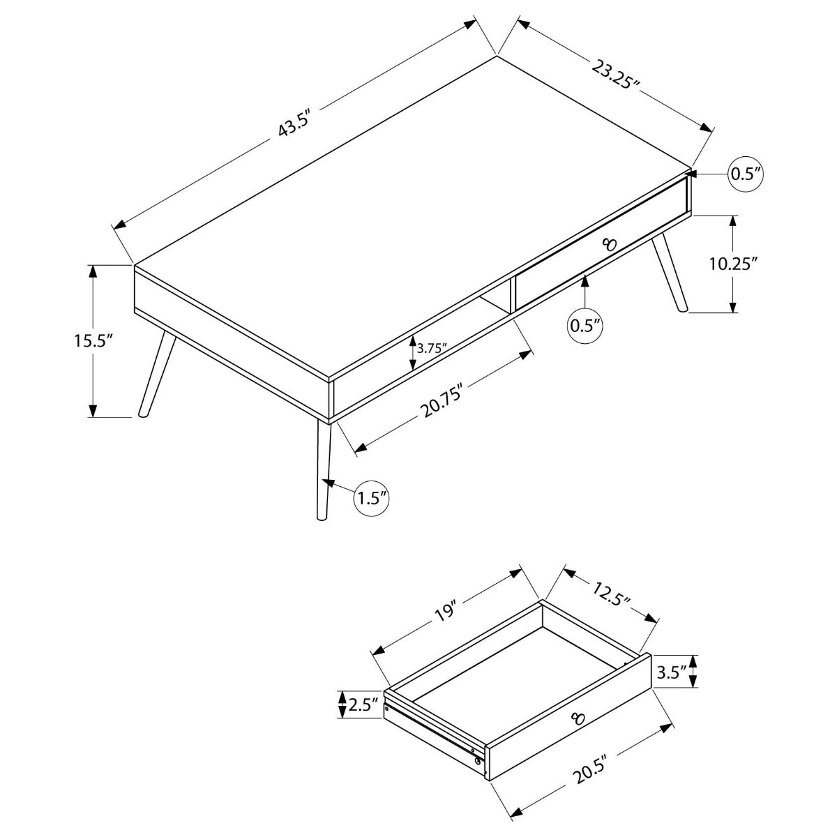 Lola - Coffee Table - Mid-Century Walnut