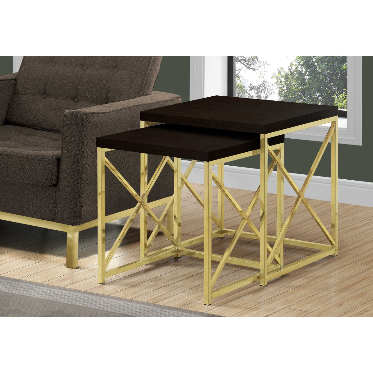 Ayla - Tables Gigognes - Espresso / Metal Or