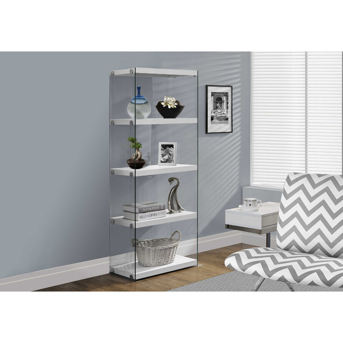 Milo - Shelf - 60"H / White With Tempered Glass