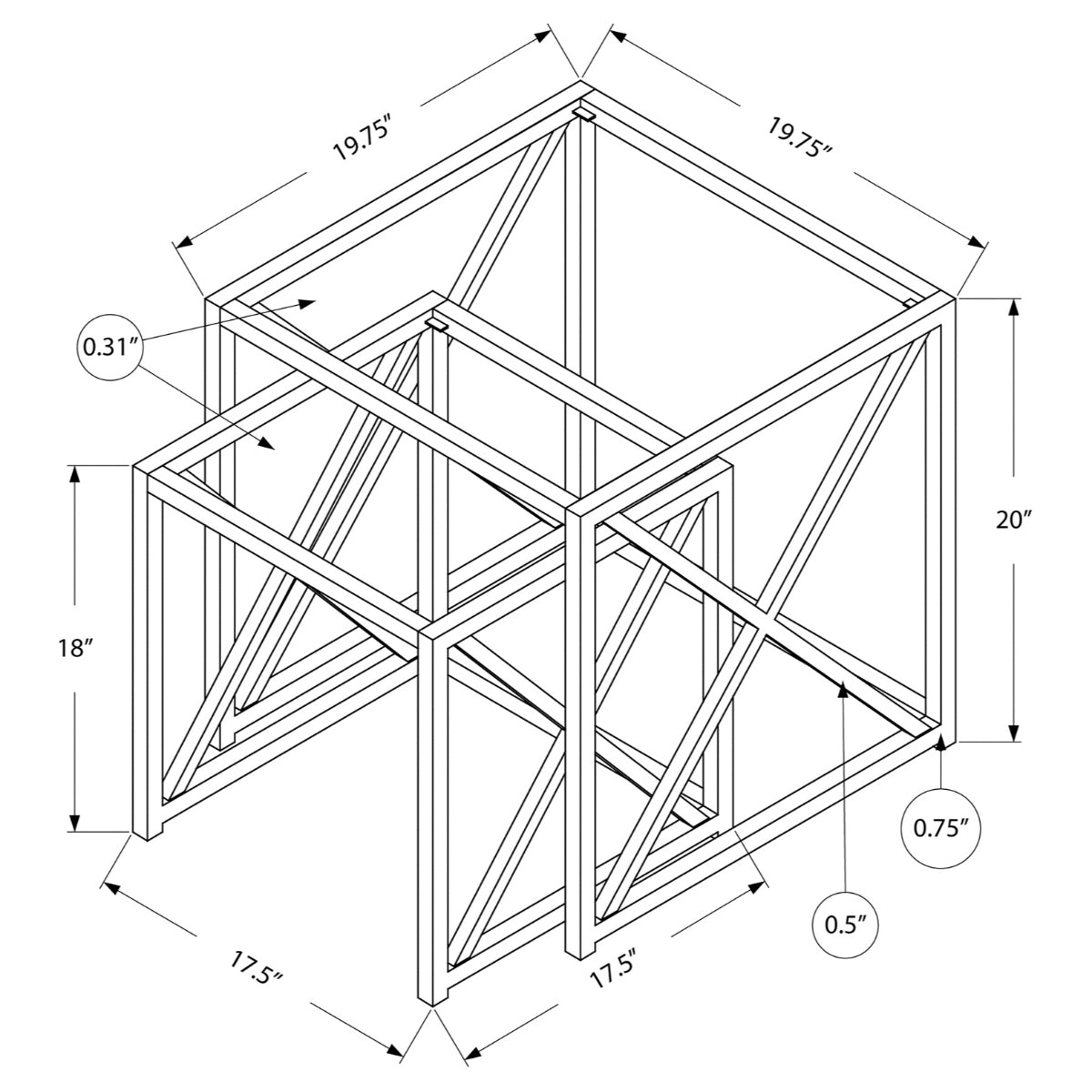 Ayla - Nesting Tables - Tempered Glass / Chrome