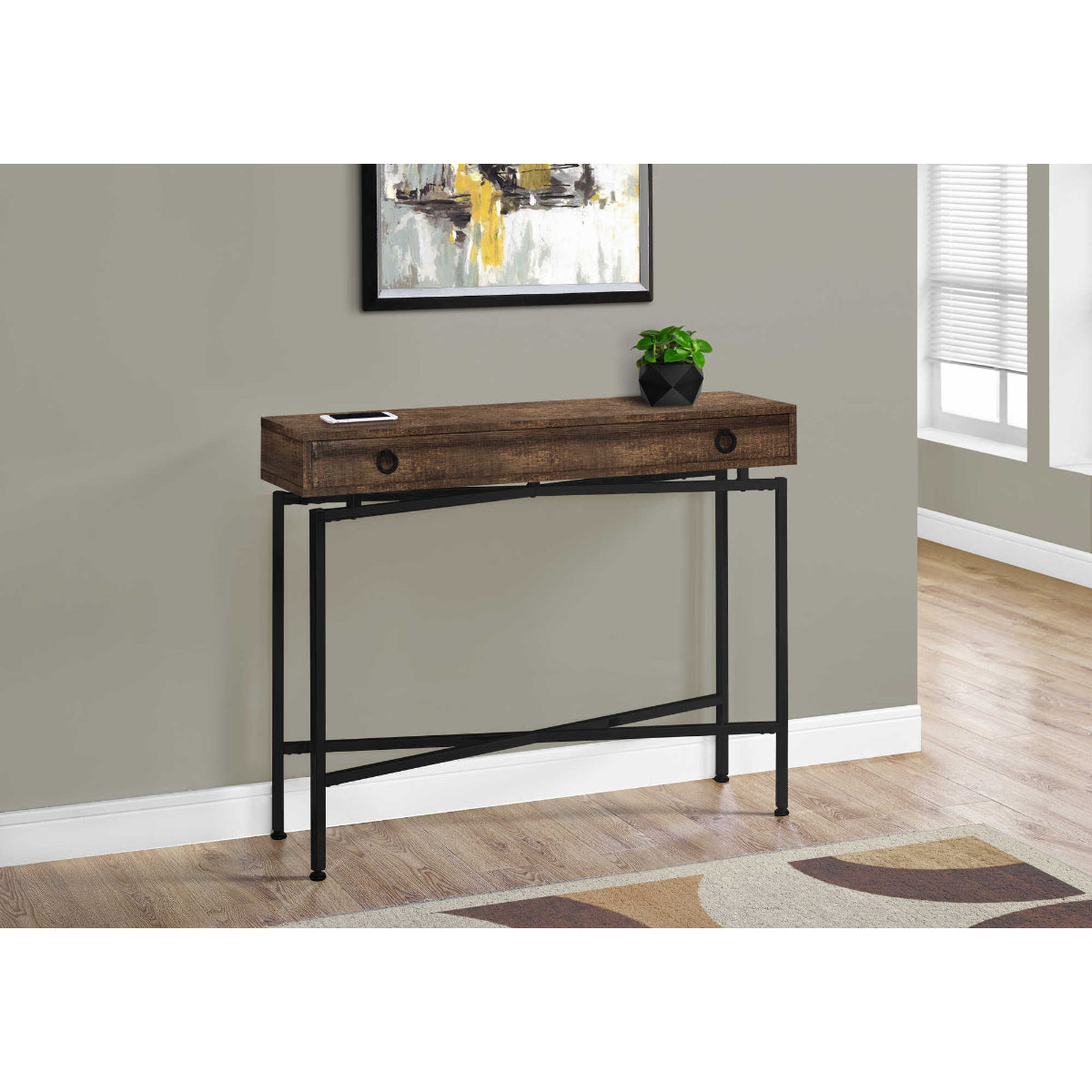 Mathis- Console Table - Brown Faux Wood