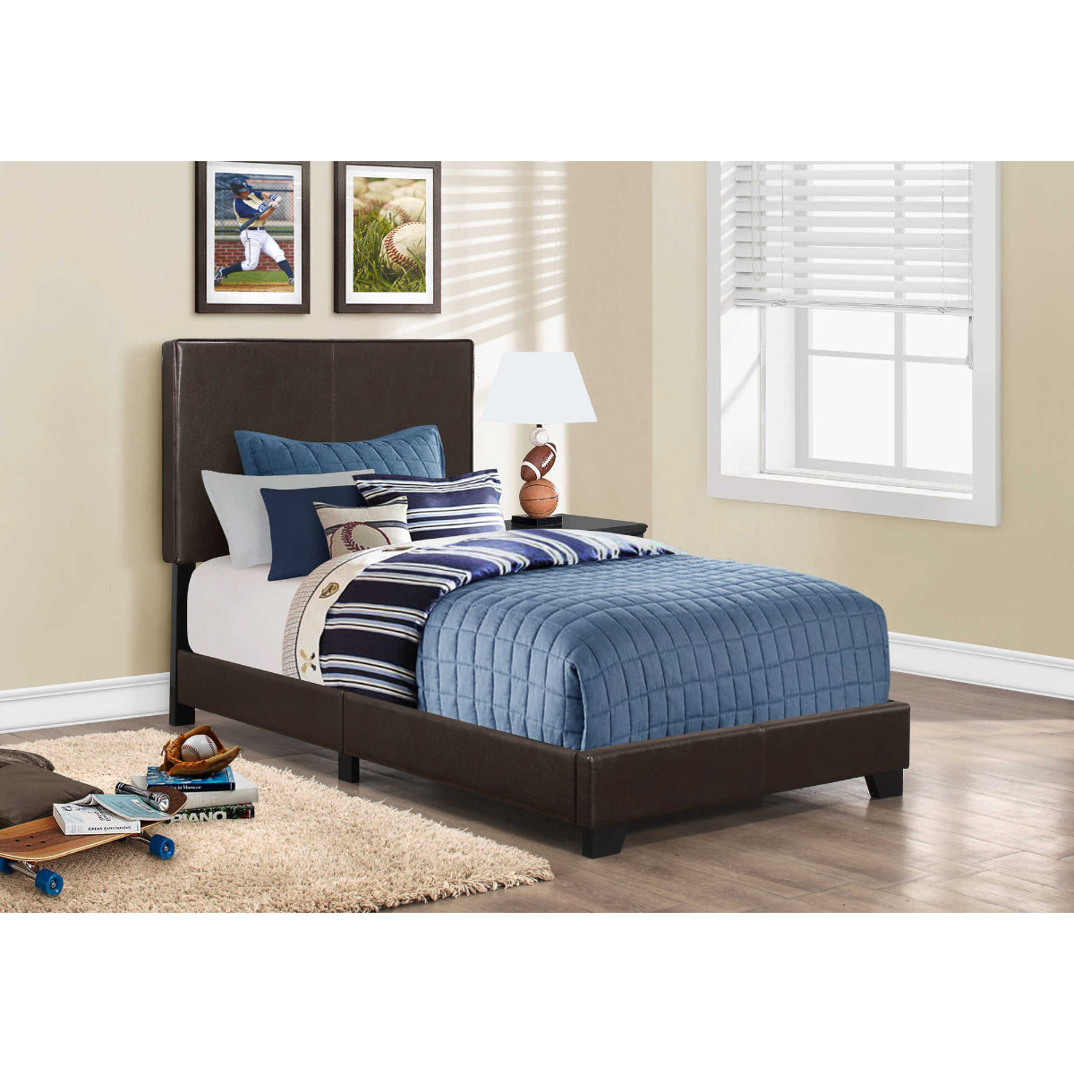 Sophie - Twin Bed - Dark Brown Faux Leather