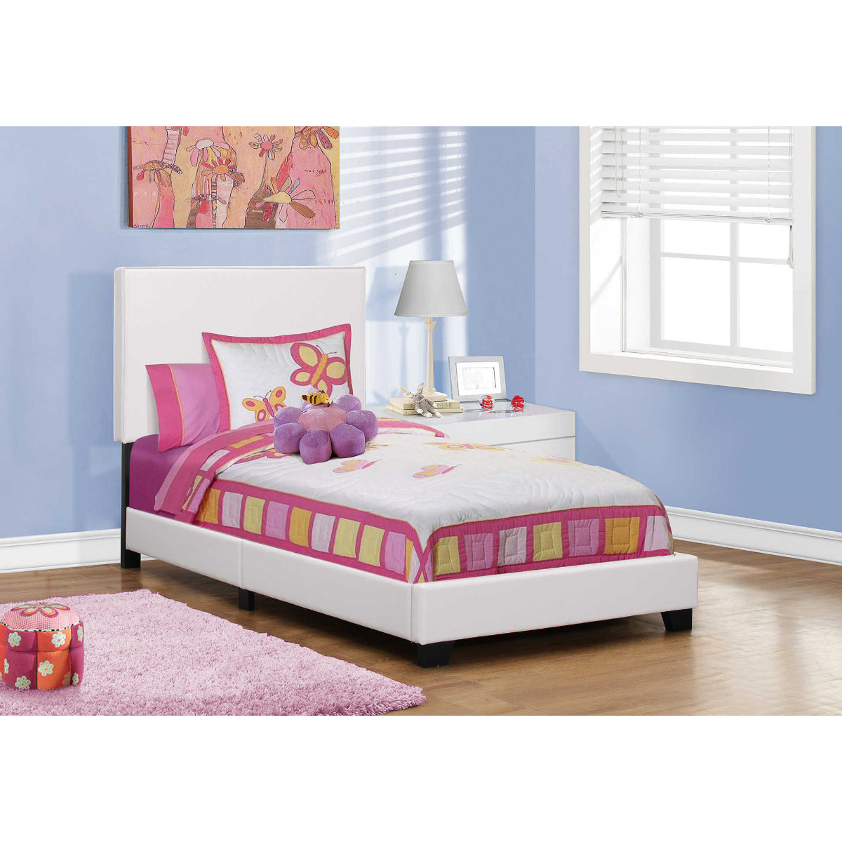 Sophie - Twin Bed - White Faux Leather