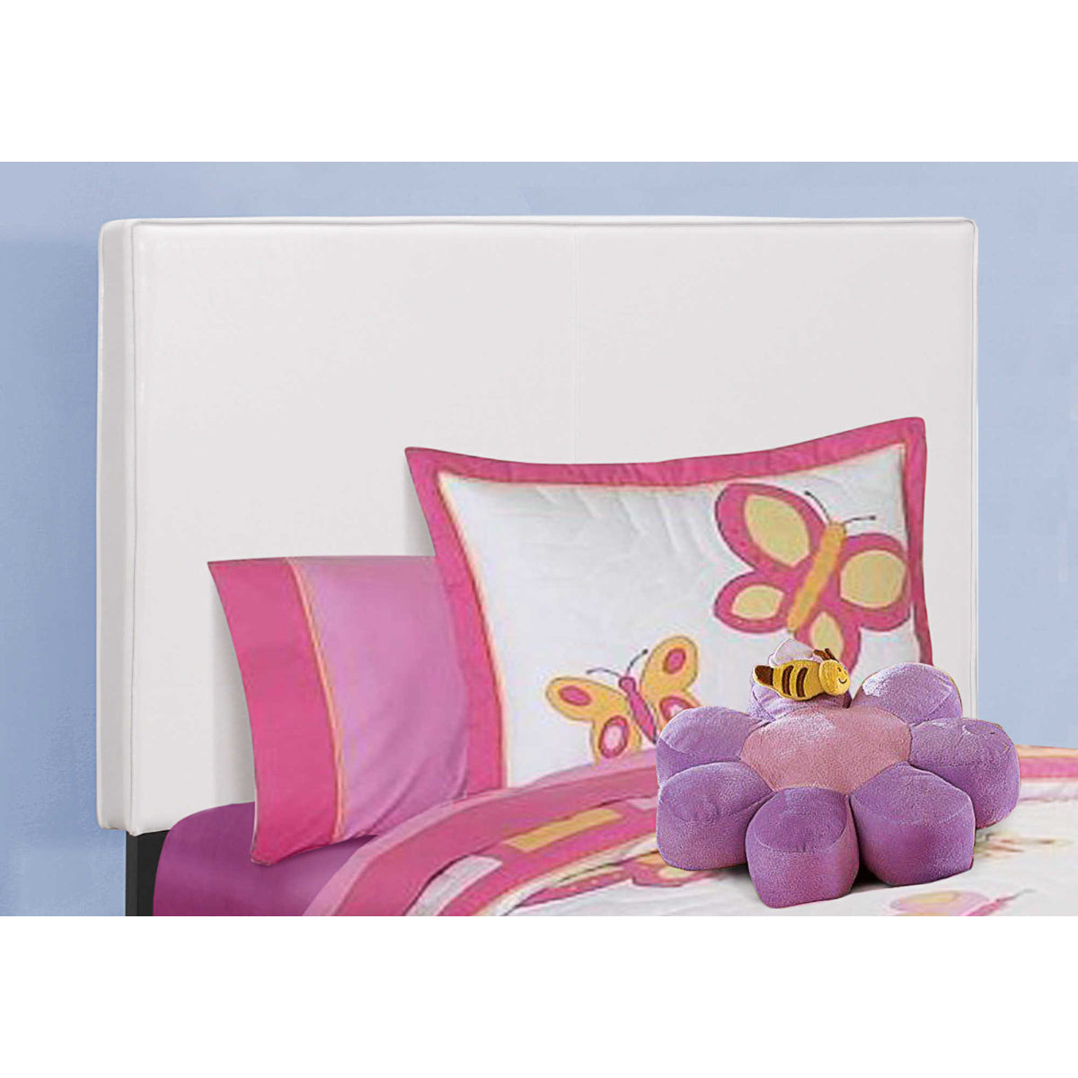 Sophie - Twin Bed - White Faux Leather