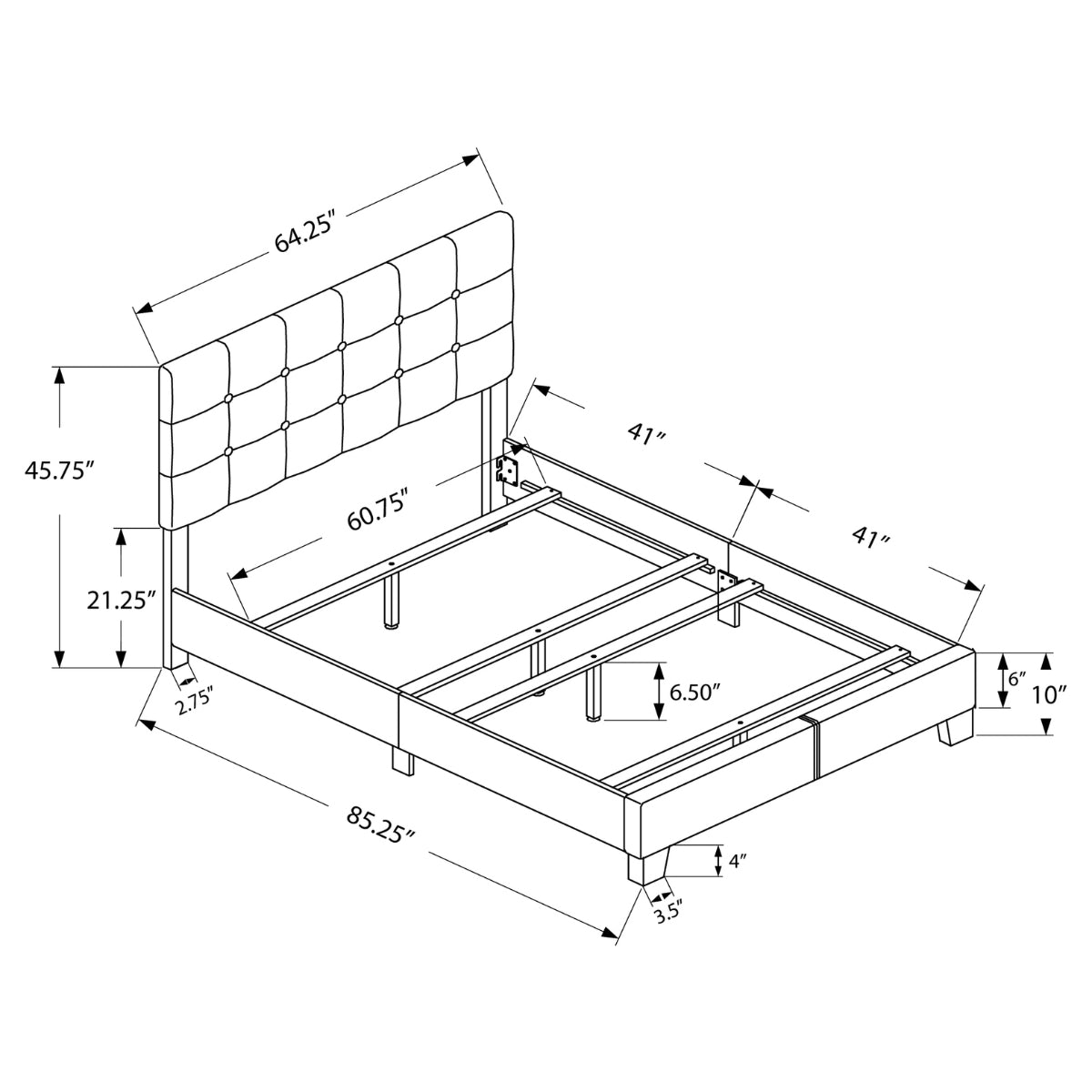 Clemence - Queen Bed - Grey Fabric