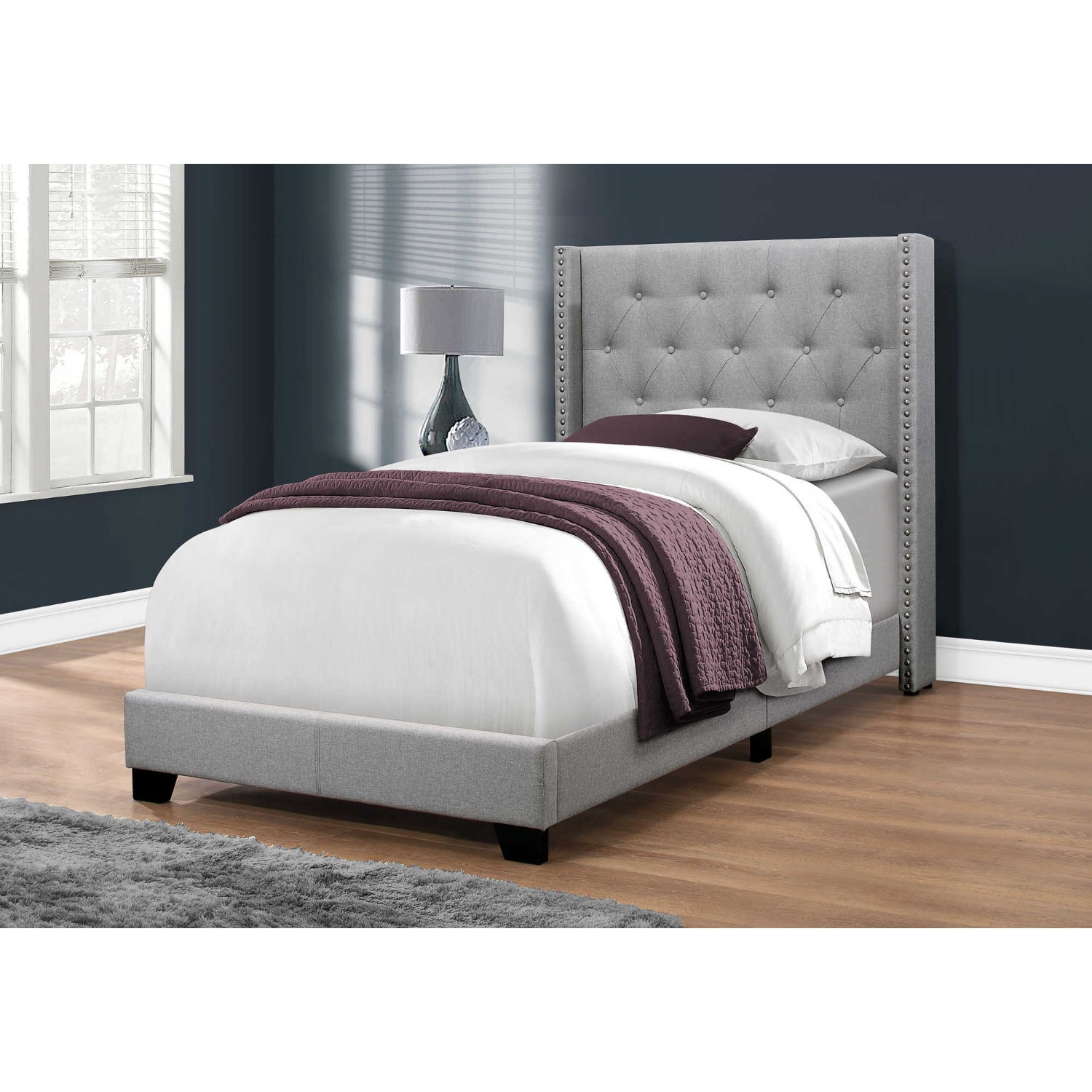 Elise - Twin Bed - Grey Fabric