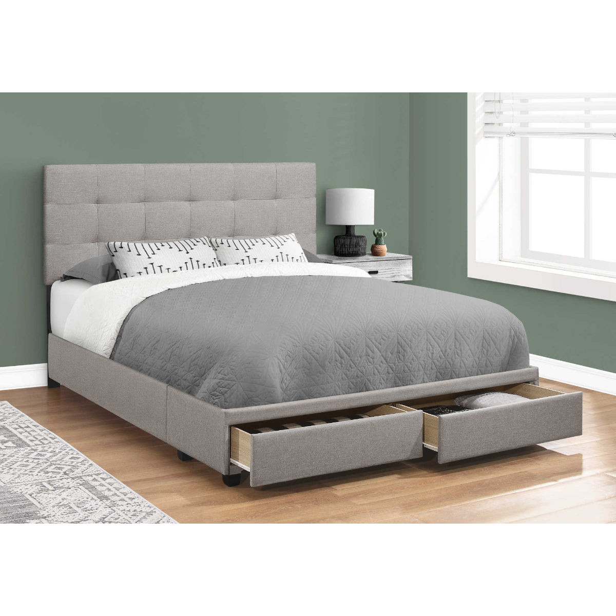 Pauline - Queen Bed - Grey Fabric