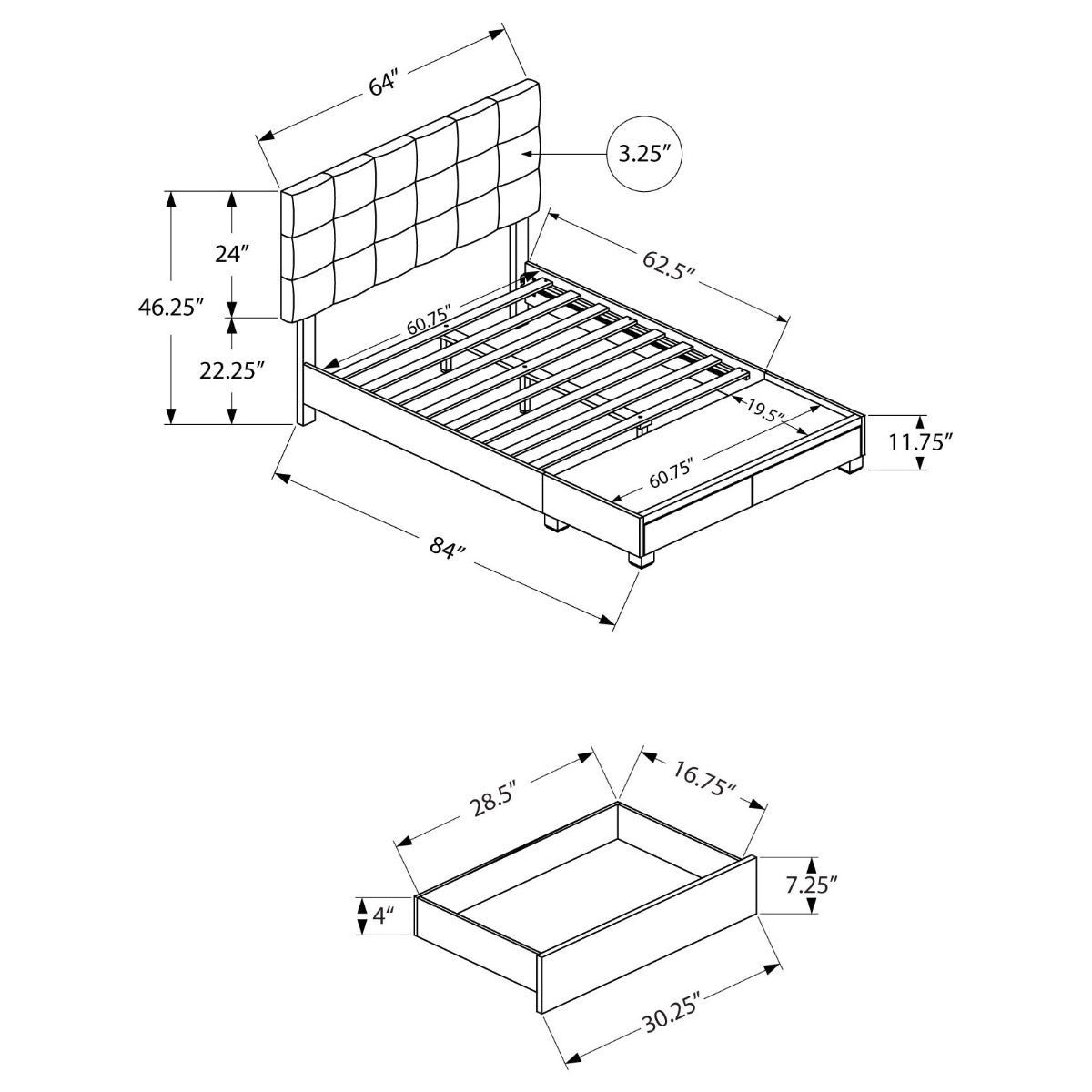 Pauline - Queen Bed - Beige Fabric