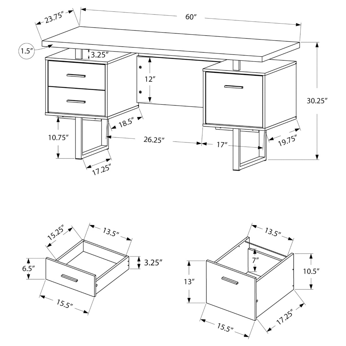 Niko - Office desk - 60 in