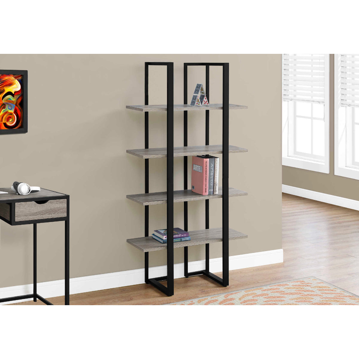 SHELF - 60"H / DARK TAUPE / BLACK METAL