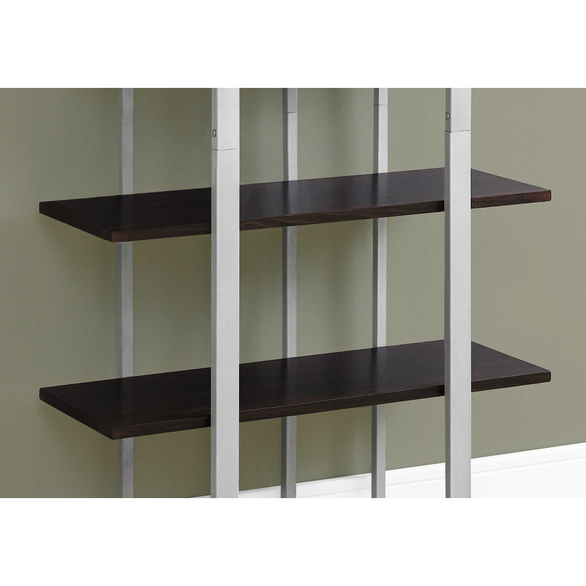 SHELF - 60"H / ESPRESSO / SILVER METAL