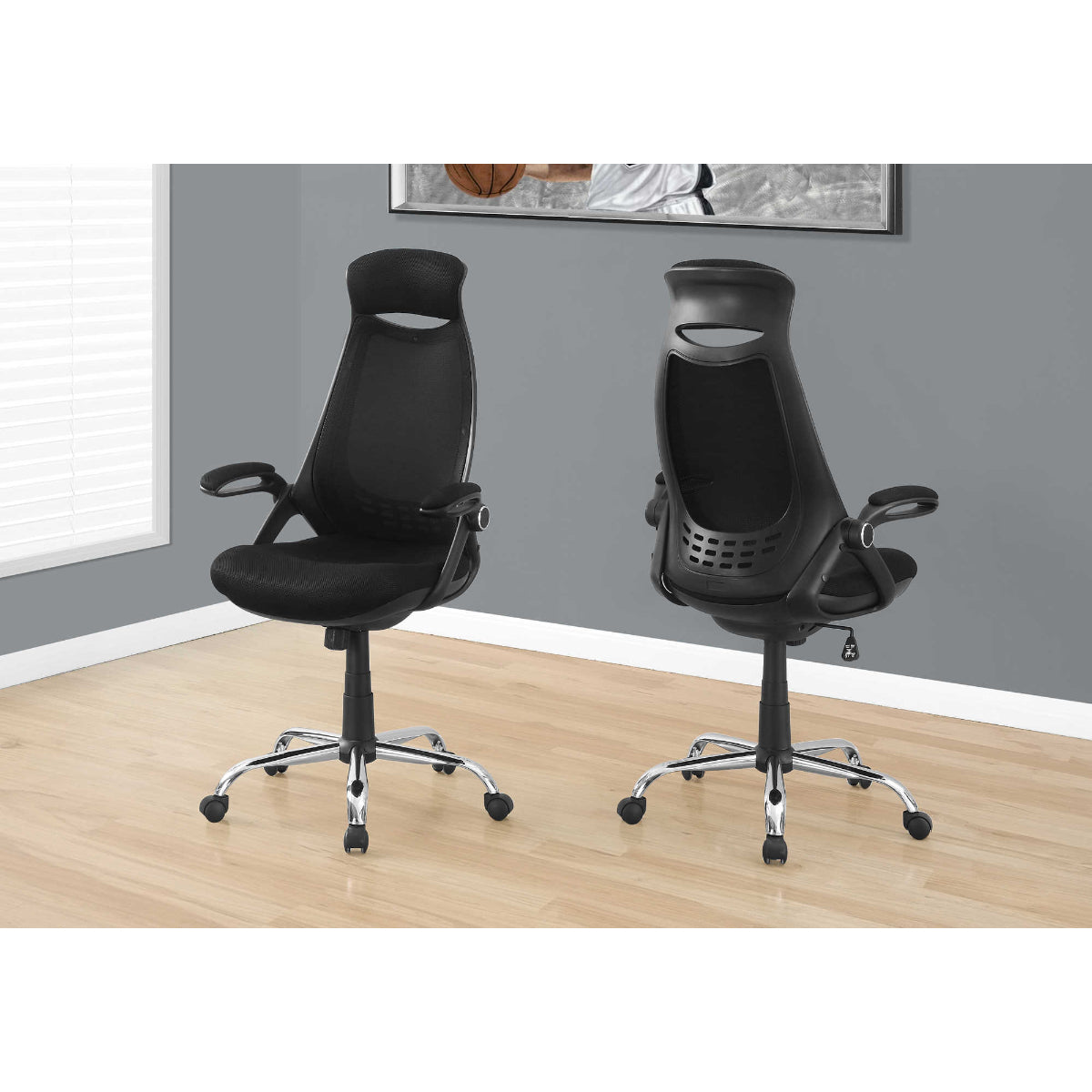 OFFICE CHAIR - BLACK MECH/CHROME EXECUTIVE HIGH BACK