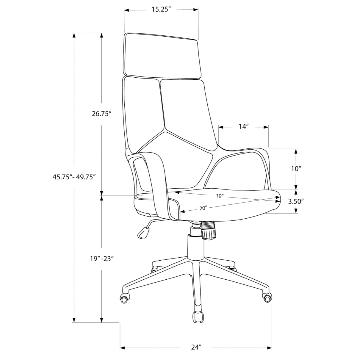 OFFICE CHAIR - WHITE / GREY FABRIC / EXECUTIVE BACK