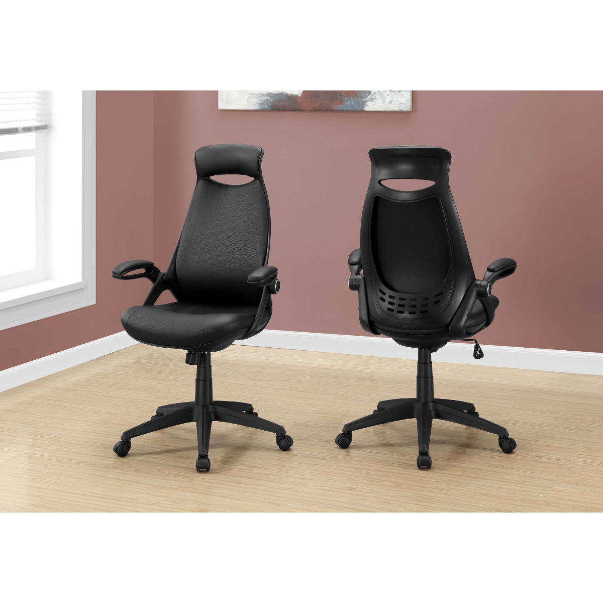 OFFICE CHAIR - BLACK LEATHERETTE / MULTIPLE POSITION