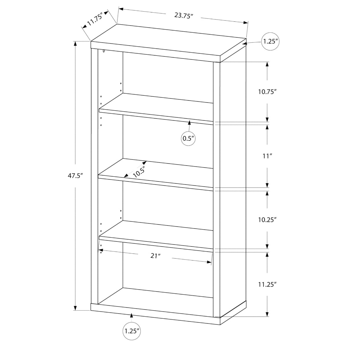 Shelf - 48"H - Available in Multiple Colors
