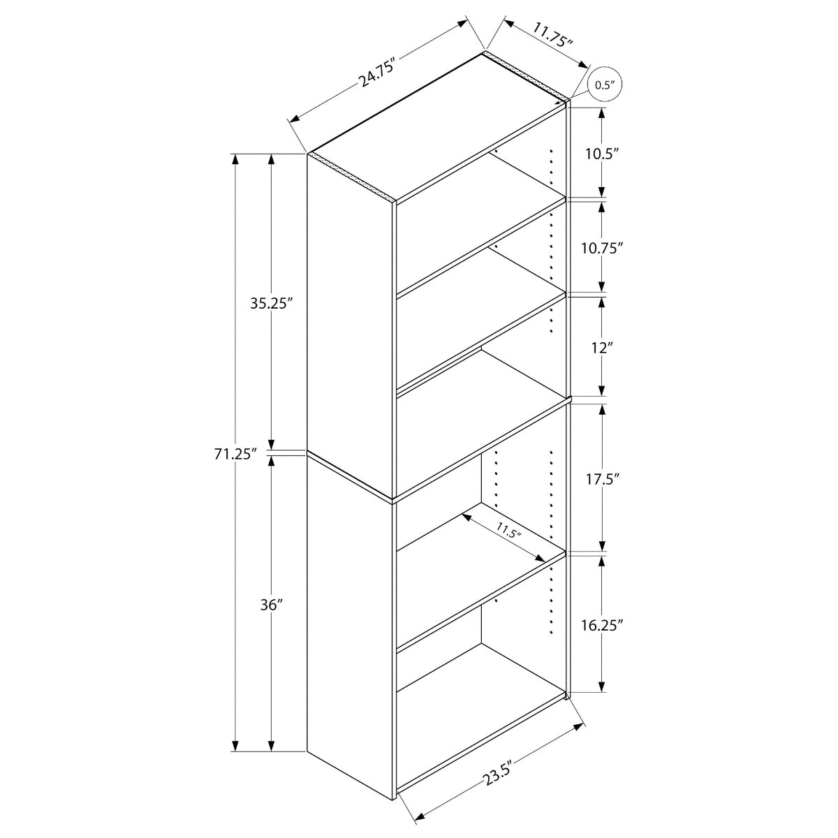 Shelf - 72"H - Available in Multiple Colors