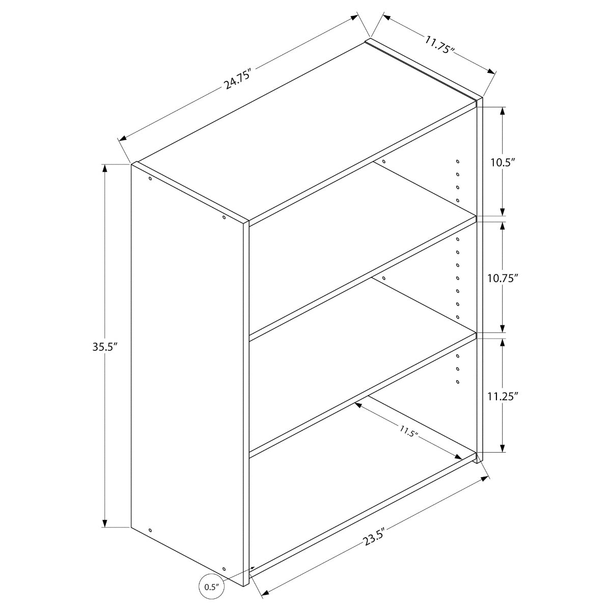 Shelf - 36"H - Available in Multiple Colors