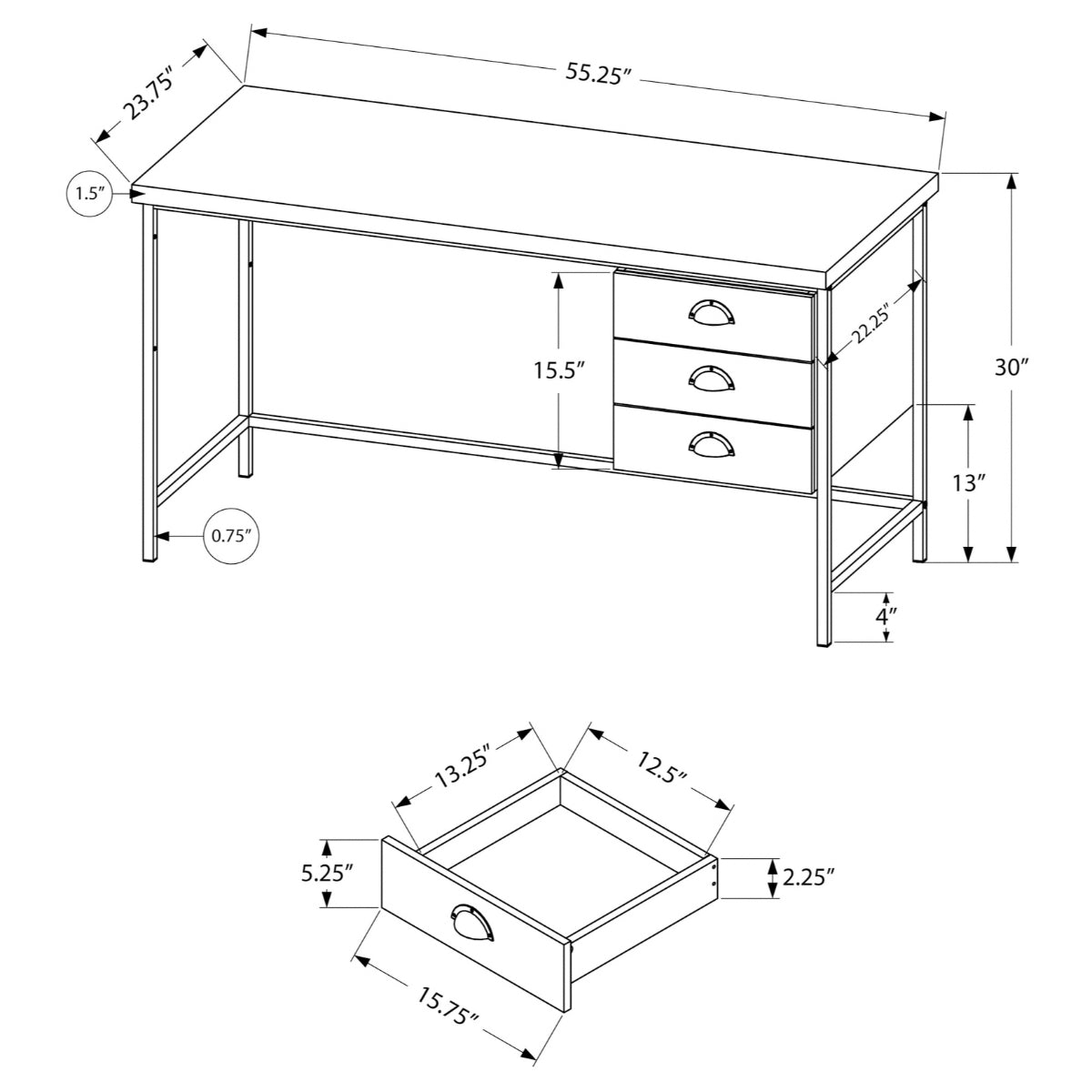 Mirko - Office desk - 55 in