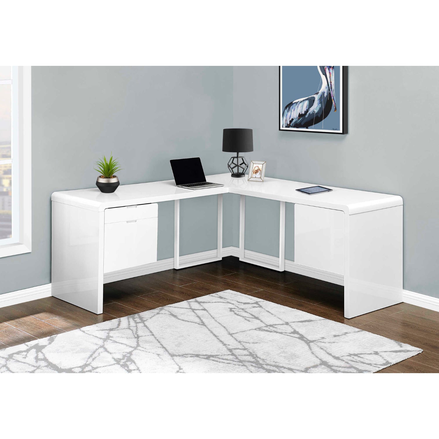 Alarion - Corner Desk - Glossy White