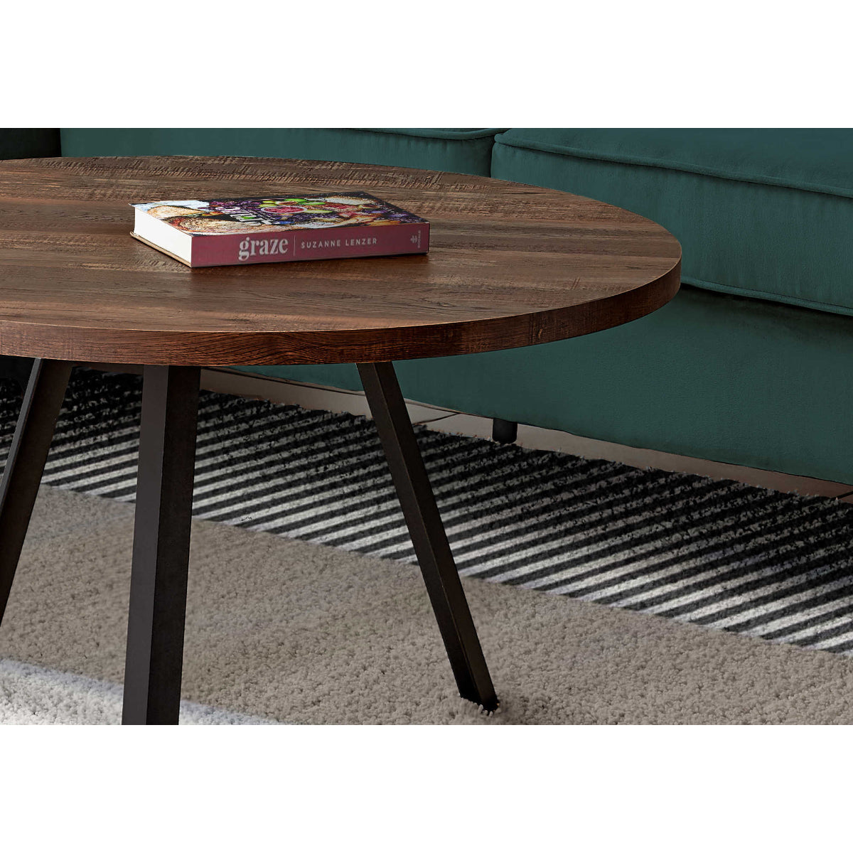 Quinn - Round Coffee Table - Faux Brown Wood