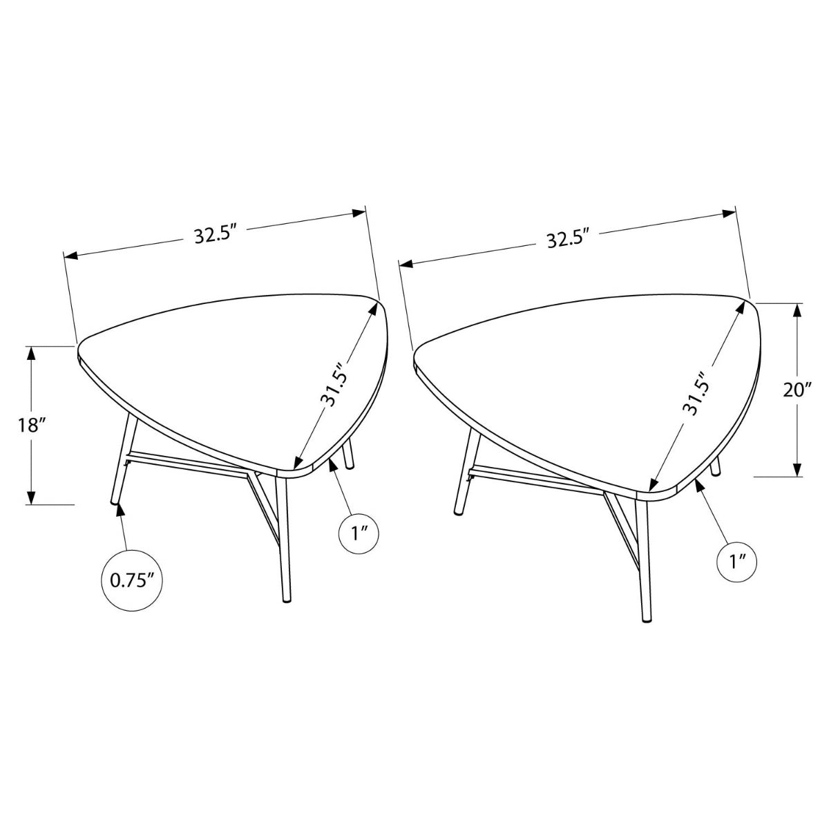 Anaïs - Coffee table set - Faux Wood Taupe