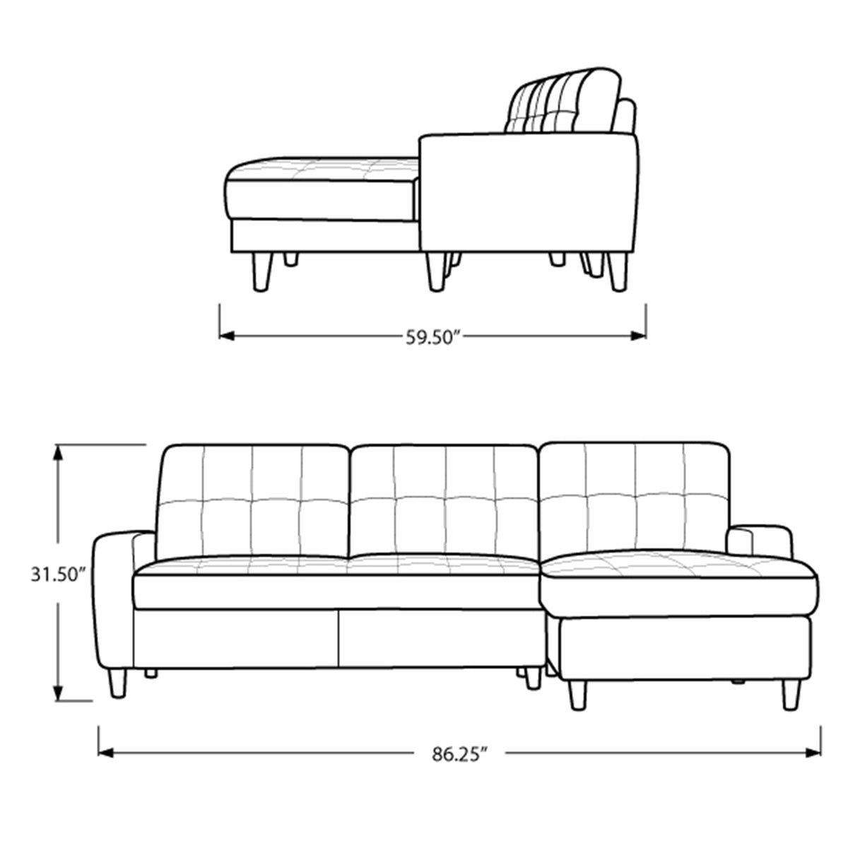 Tyler - L-shaped Reversible Sectional Sofa - Dark Gray
