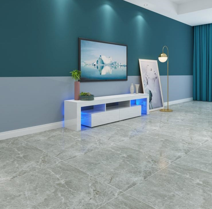 Brandon - LED TV Stand - Entertainment Unit - High Gloss White - 78in