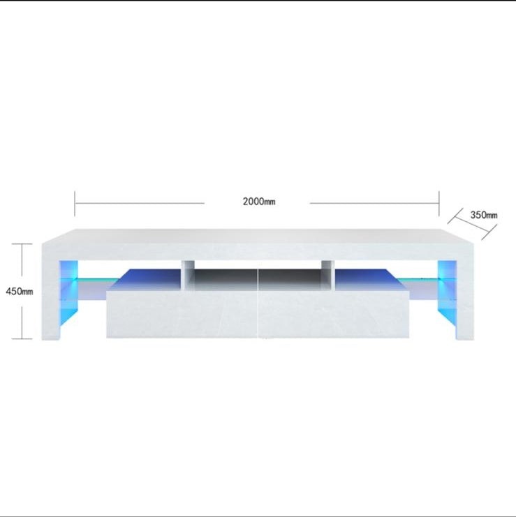 Brandon - LED TV Stand - Entertainment Unit - High Gloss White - 78in