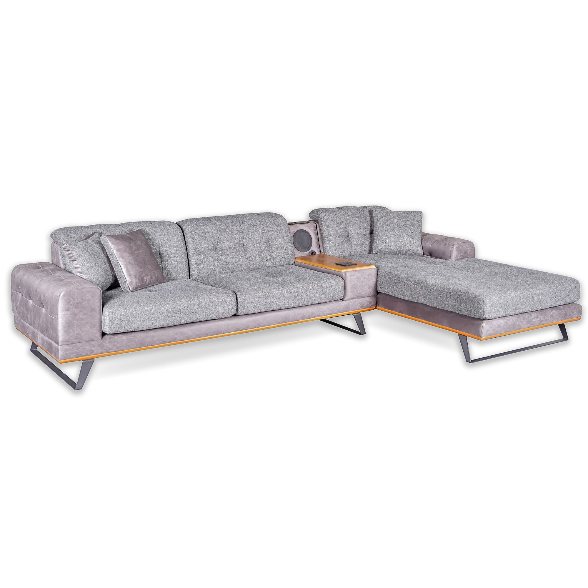 Asya - Sectional Sofa - 2 Tone Gray Fabric