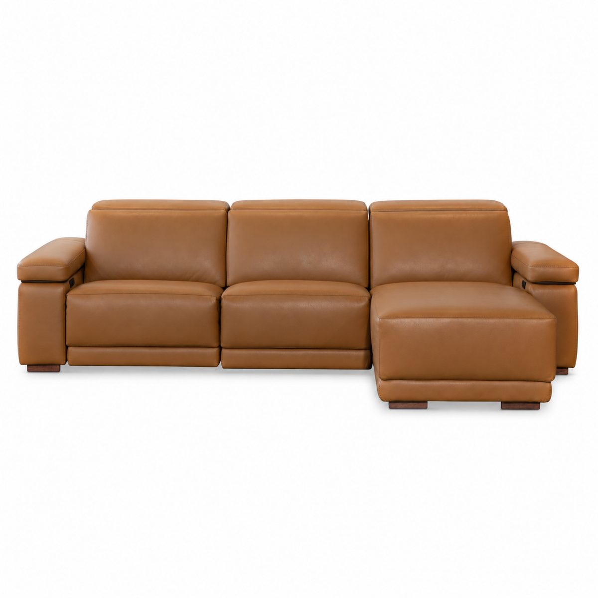 Levanto - Sectionnel inclinable motorisée - Cuir Véritable Cognac