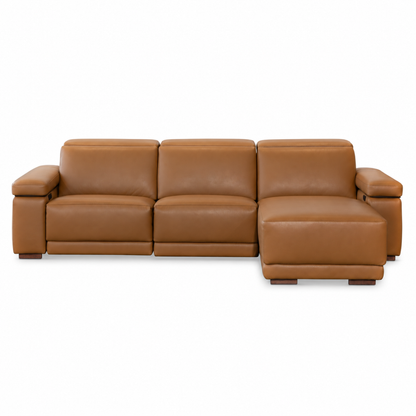 Levanto - Sectionnel inclinable motorisée - Cuir Véritable Cognac