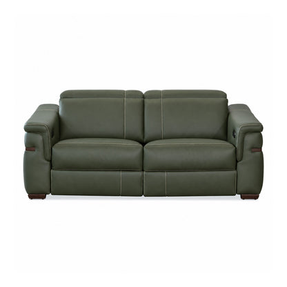 Montello - Causeuse inclinable motorisée - Cuir Véritable Vert