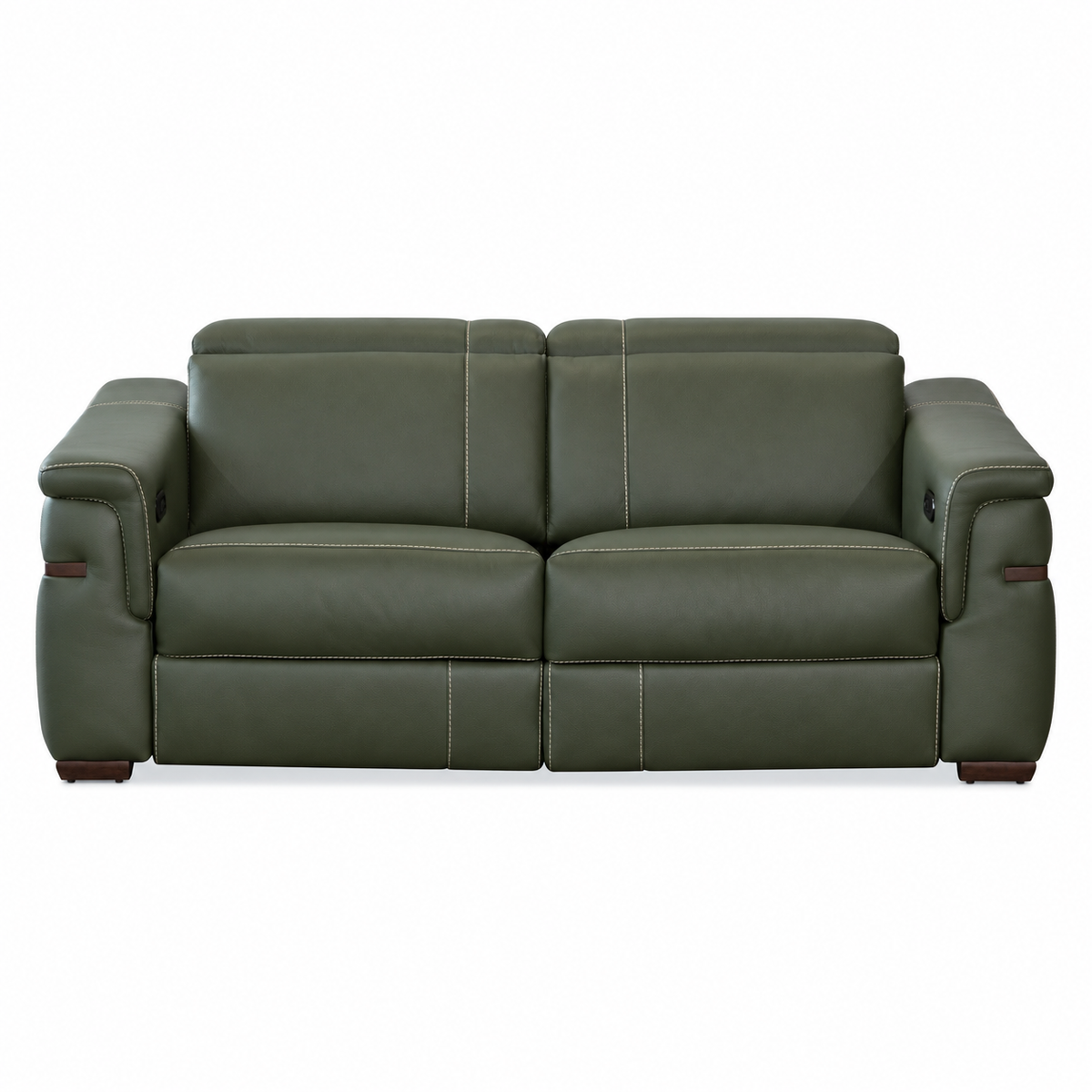Montello - Causeuse inclinable motorisée - Cuir Véritable Vert