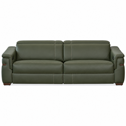 Montello - Sofa Condo inclinable motorisée - Cuir Véritable Vert
