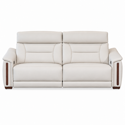 Bellano - Sofa Condo inclinable motorisée - Cuir Véritable Ivoire