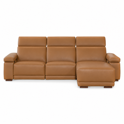 Levanto - Sectionnel inclinable motorisée - Cuir Véritable Cognac