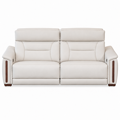 Bellano - Sofa Condo inclinable motorisée - Cuir Véritable Ivoire