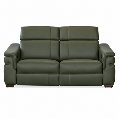 Montello - Causeuse inclinable motorisée - Cuir Véritable Vert