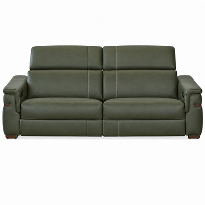 Montello - Sofa Condo inclinable motorisée - Cuir Véritable Vert