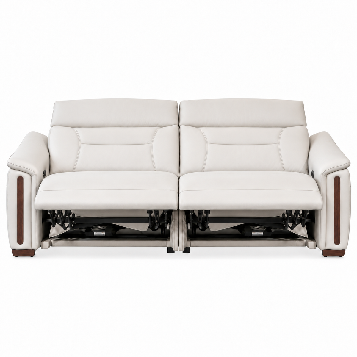Bellano - Sofa Condo inclinable motorisée - Cuir Véritable Ivoire