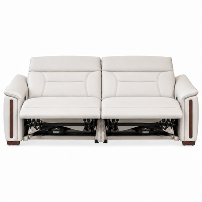 Bellano - Sofa Condo inclinable motorisée - Cuir Véritable Ivoire