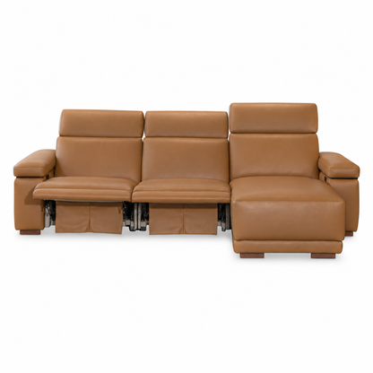 Levanto - Sectionnel inclinable motorisée - Cuir Véritable Cognac