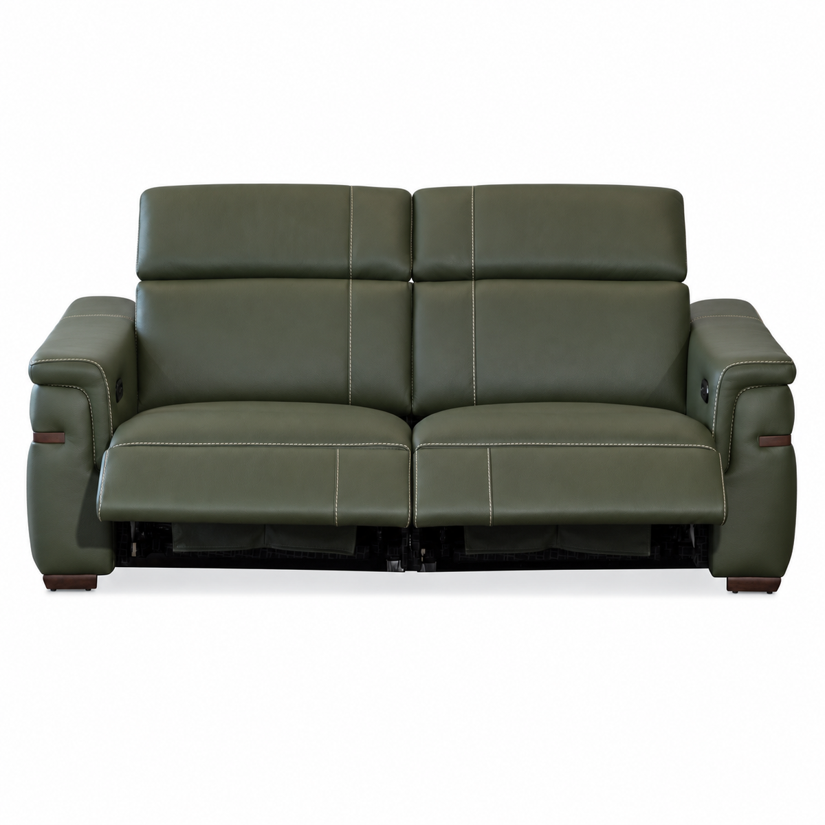 Montello - Causeuse inclinable motorisée - Cuir Véritable Vert