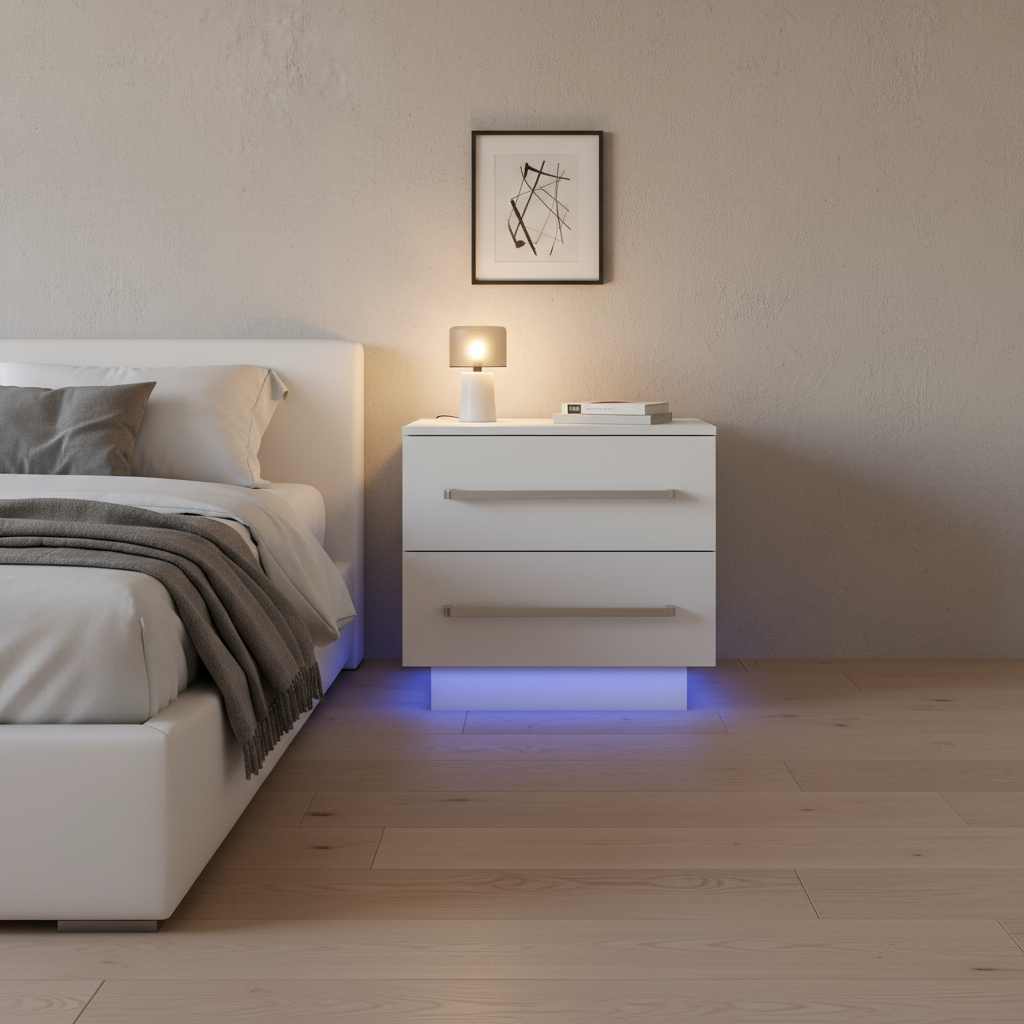 Clara - Table de chevet avec LED - Blanc