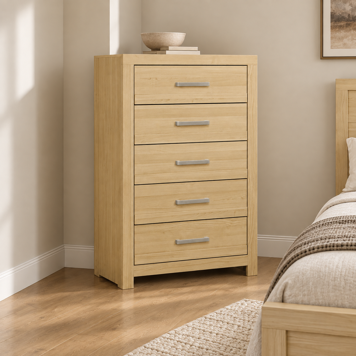 Aurelia - 5-Drawer Chest - Natural Finish